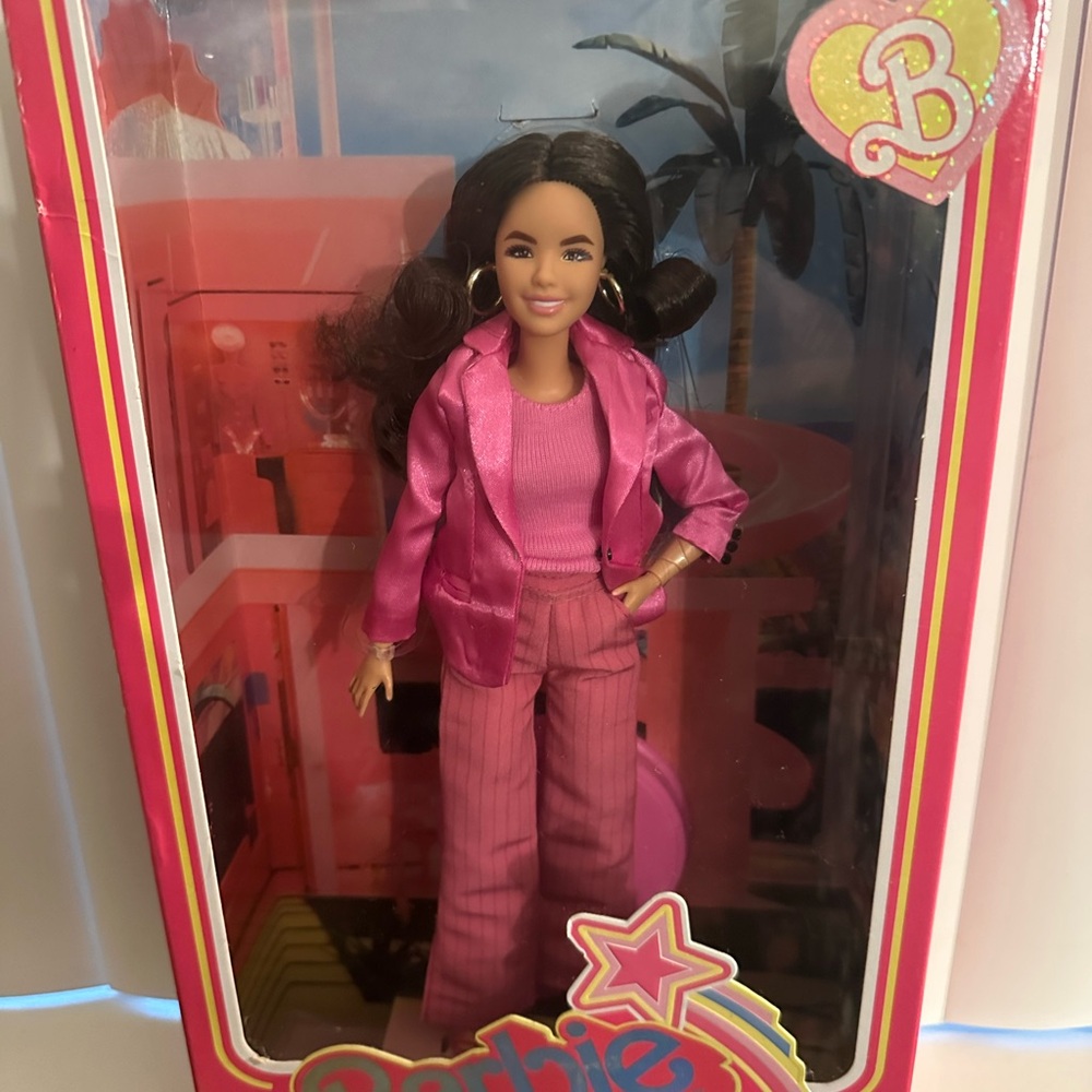Barbie The Movie Poster with Pink and Blue Design